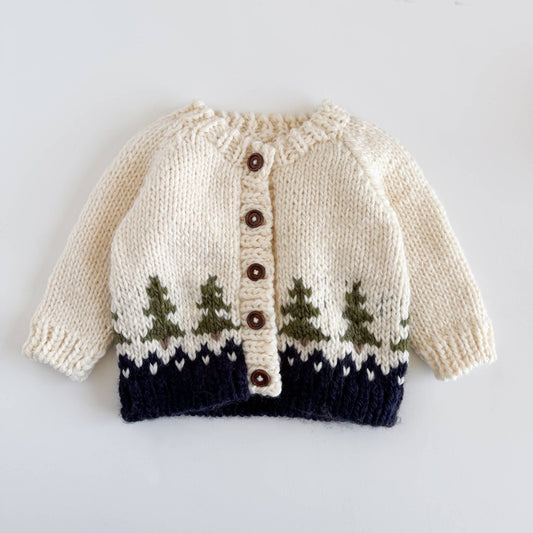 Tree Cardigan Navy Baby Kid Forest Fall Winter Apparel: S; 12-24M