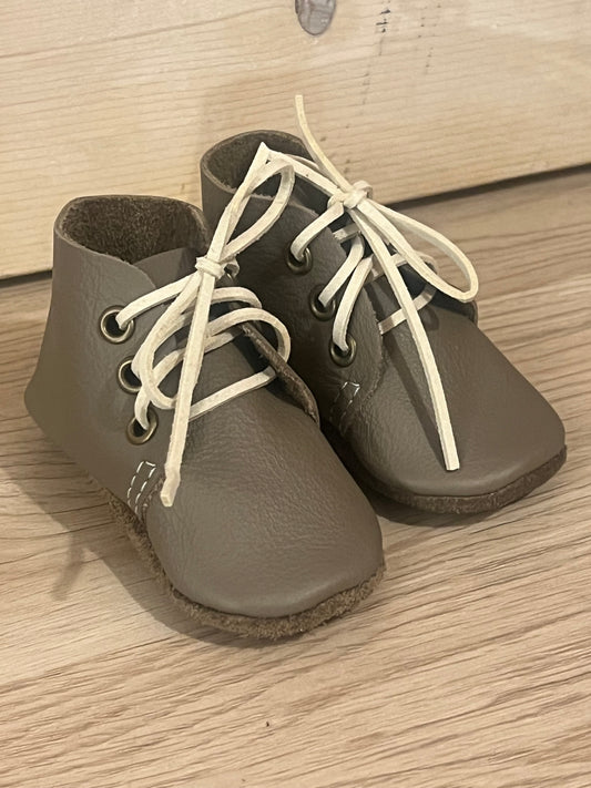 Natural Leather Baby Shoes Oxford Crib Booties