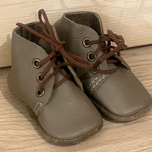 Natural Leather Baby Shoes Oxford Crib Booties