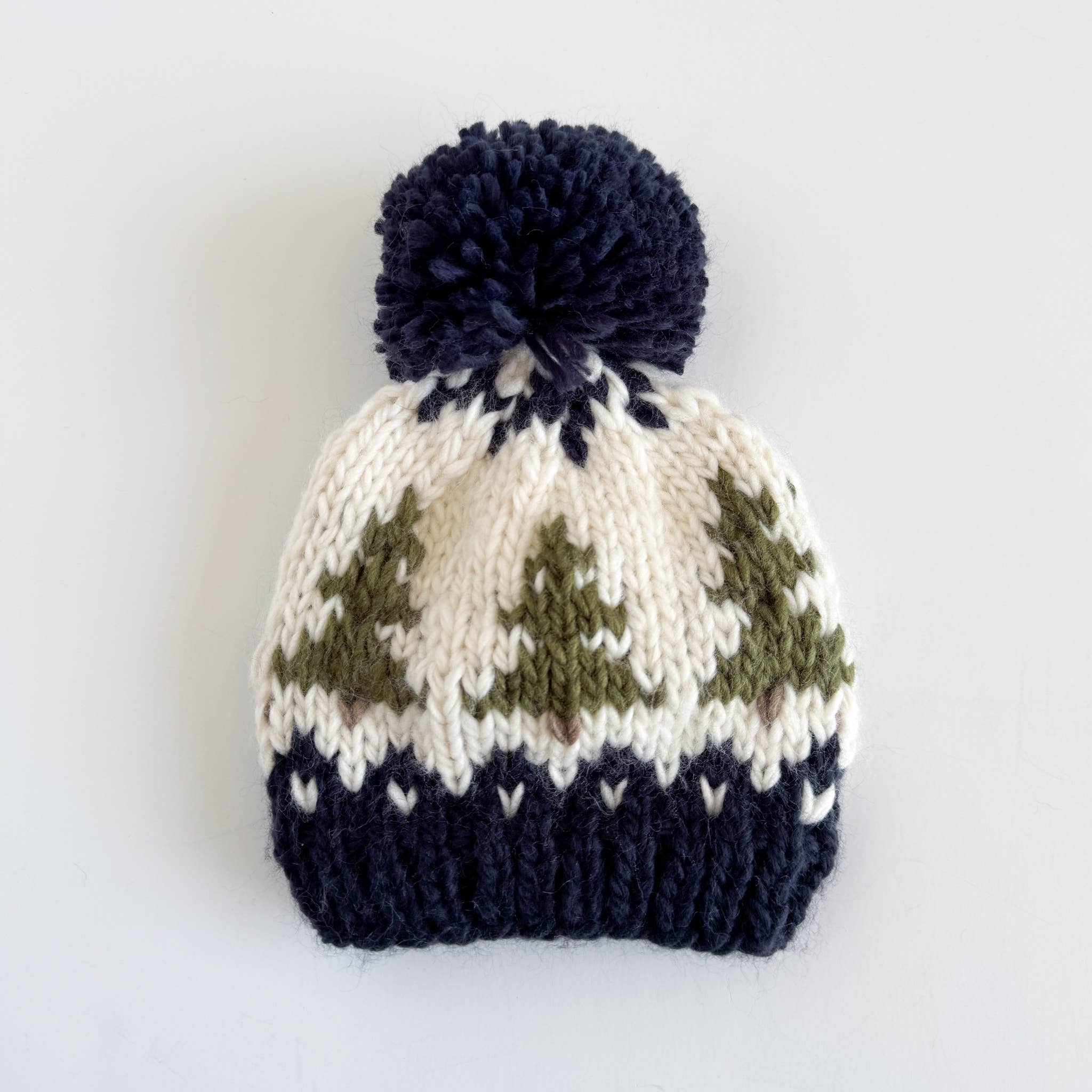 Tree Hat Navy Baby Kid Pom Beanie Fall Winter Matching: XS; 3-6M