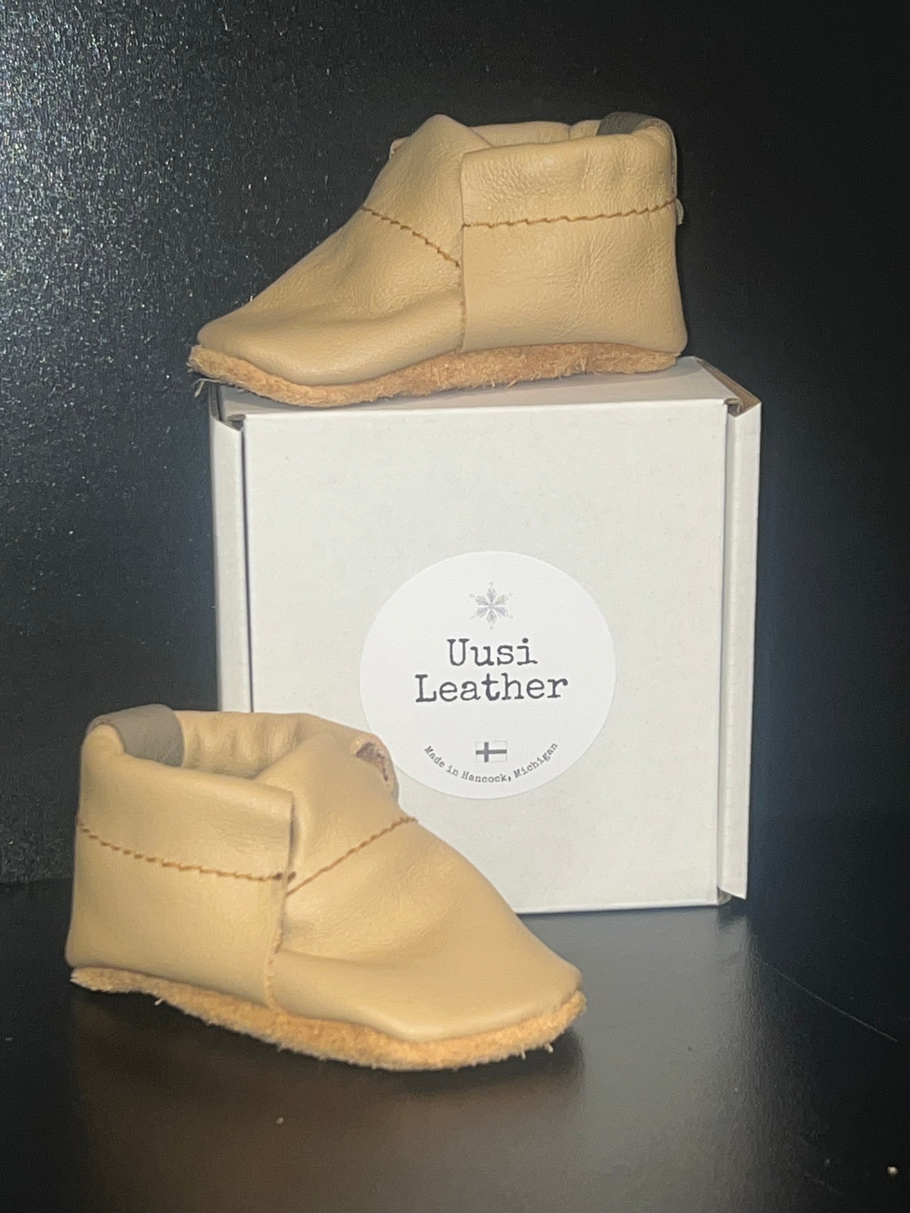 Natural Leather Baby Shoes Moccasin Crib Shoe