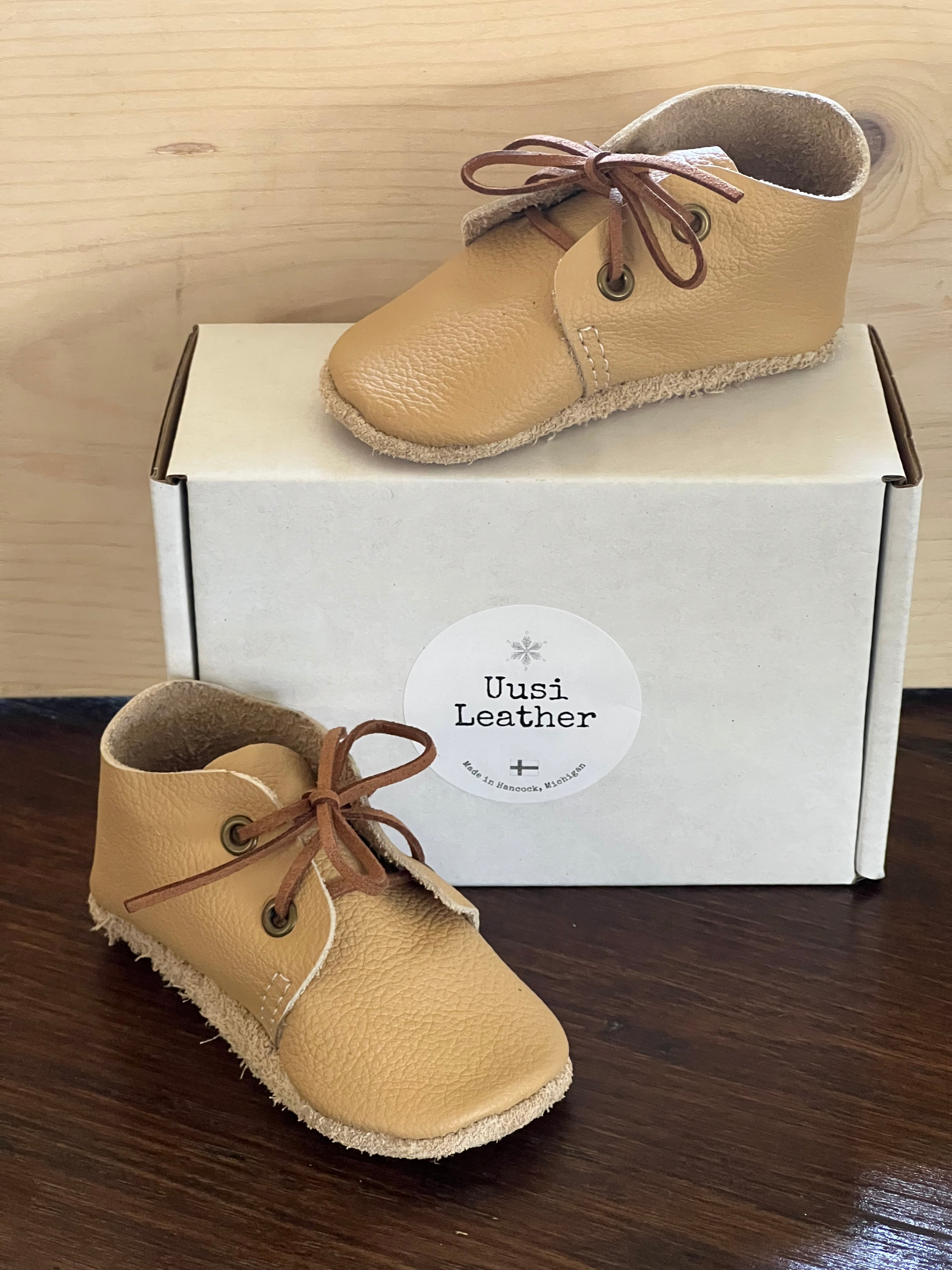 Natural Leather Baby Shoes Oxford Crib Shoe
