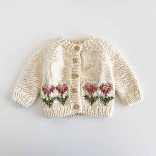 Tulip Flower Knit Cardigan Baby Kid Sweater Apparel
