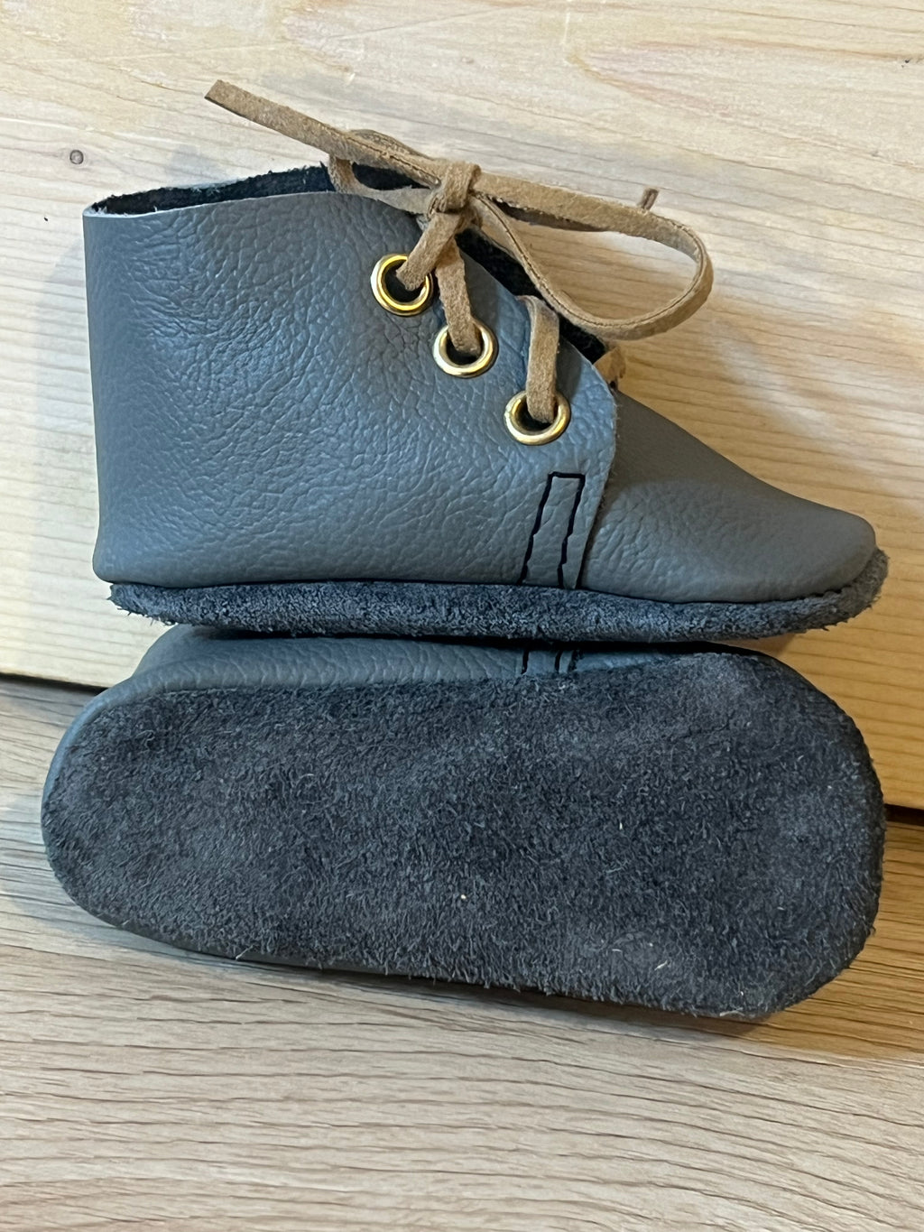 Natural Leather Baby Shoes Oxford Crib Booties