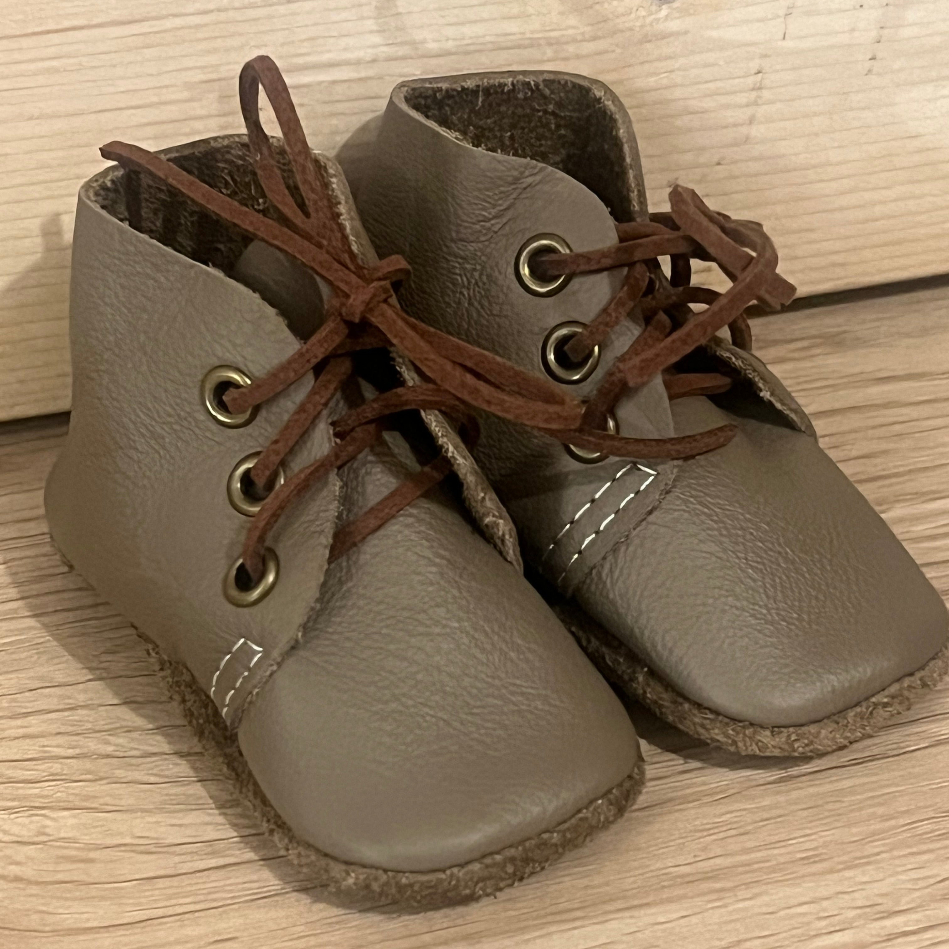 Natural Leather Baby Shoes Oxford Crib Booties