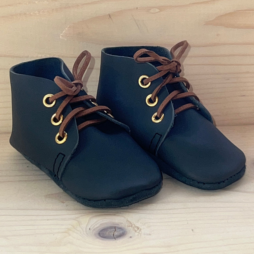 Natural Leather Baby Shoes Oxford Crib Booties