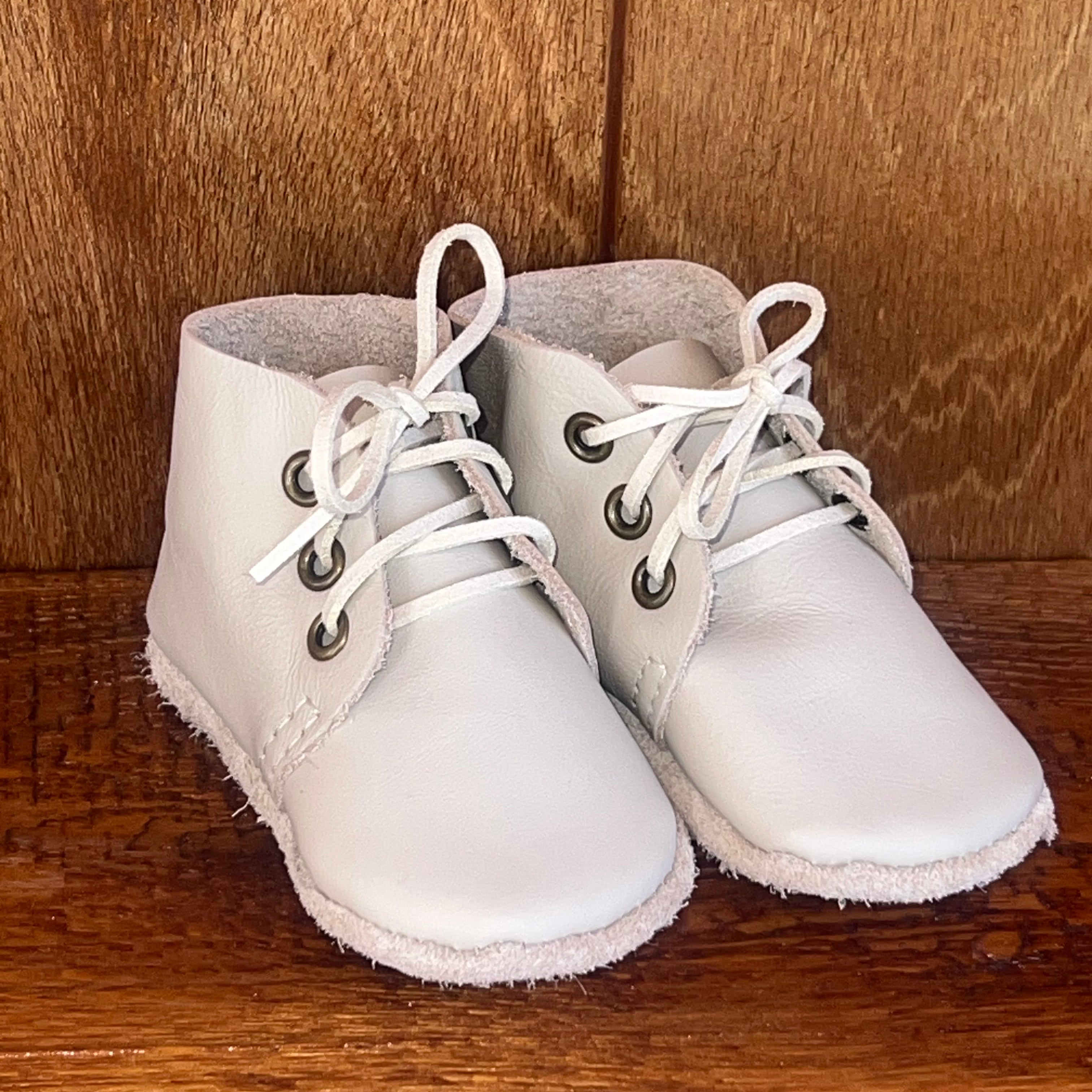 Natural Leather Baby Shoes Oxford Crib Booties