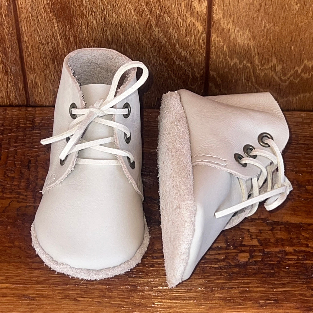 Natural Leather Baby Shoes Oxford Crib Booties