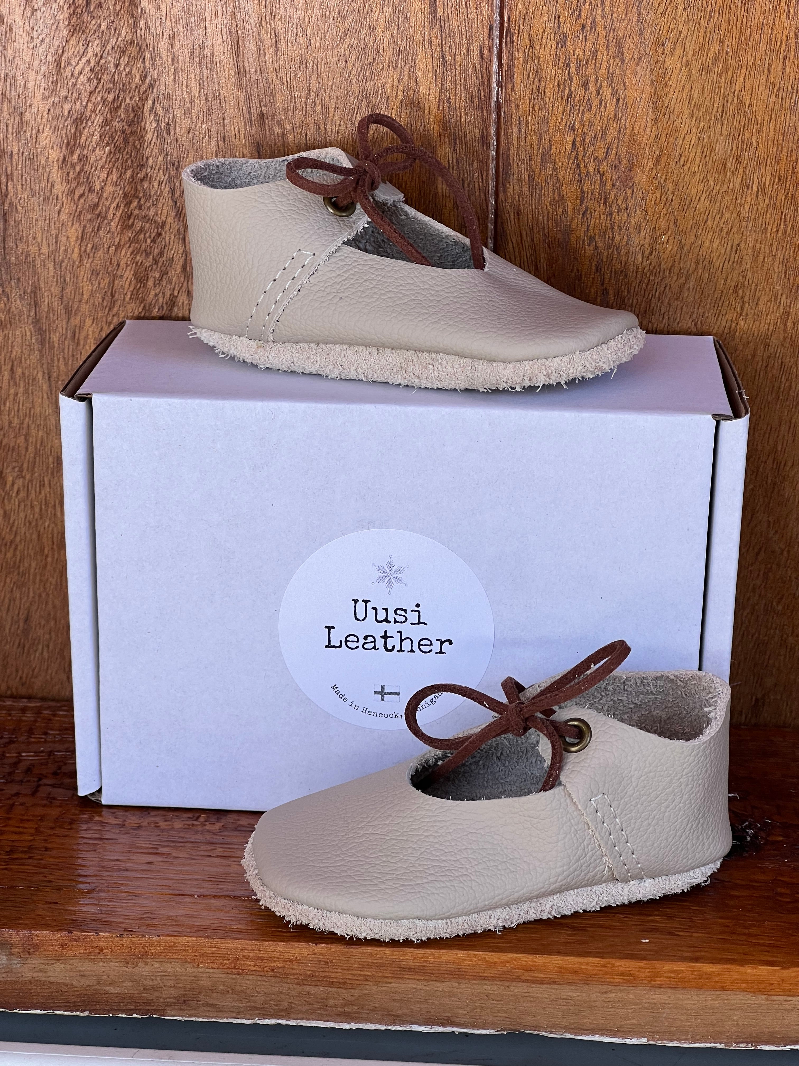 Natural Leather Baby Shoes Mary Jane Crib Shoe