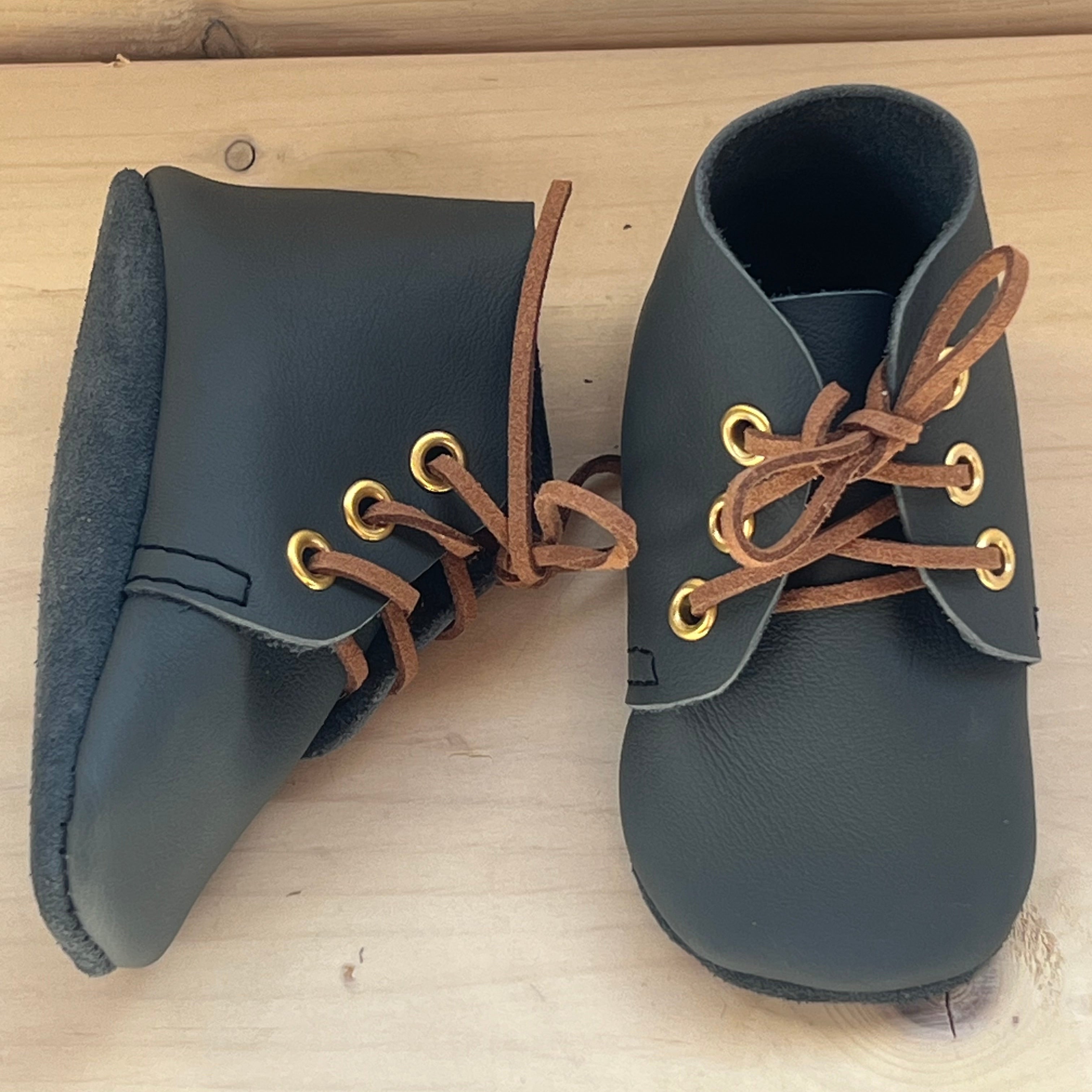 Natural Leather Baby Shoes Oxford Crib Booties