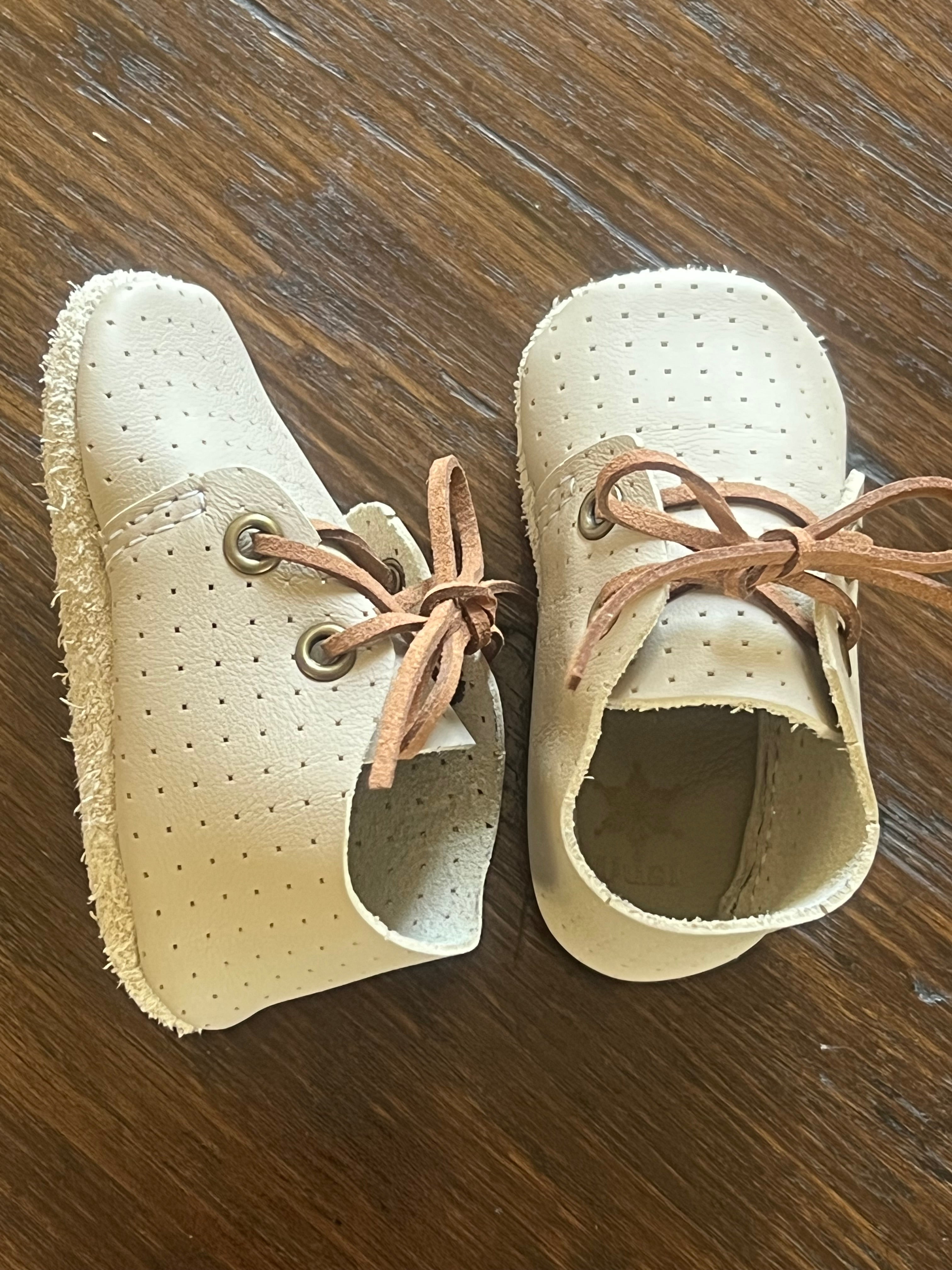 Natural Leather Baby Shoes Oxford Crib Shoe