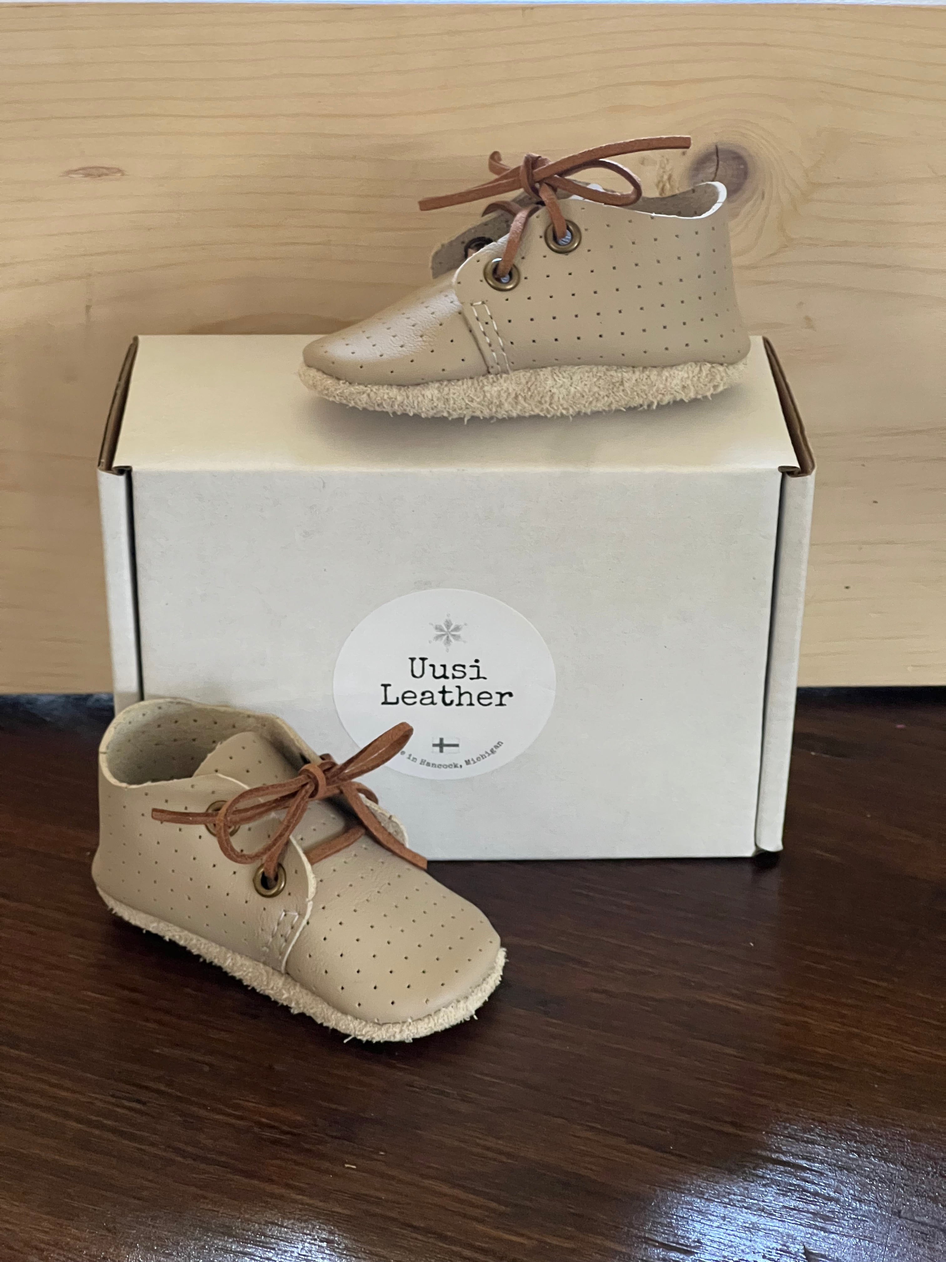 Natural Leather Baby Shoes Oxford Crib Shoe