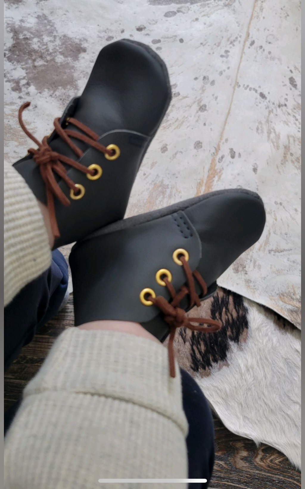 Natural Leather Baby Shoes Oxford Crib Booties