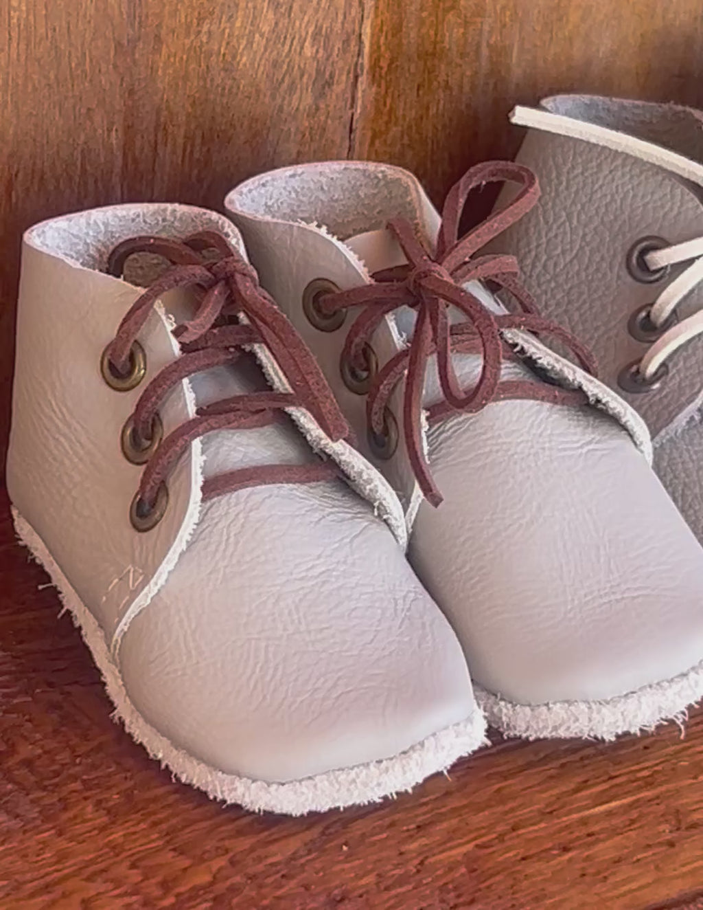Natural Leather Baby Shoes Oxford Crib Booties